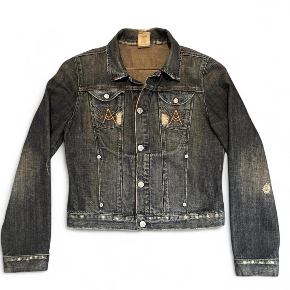Y2K 7 Seven For All Mankind Jeans Denim A Pocket Jacket in Dark Dirty Wash